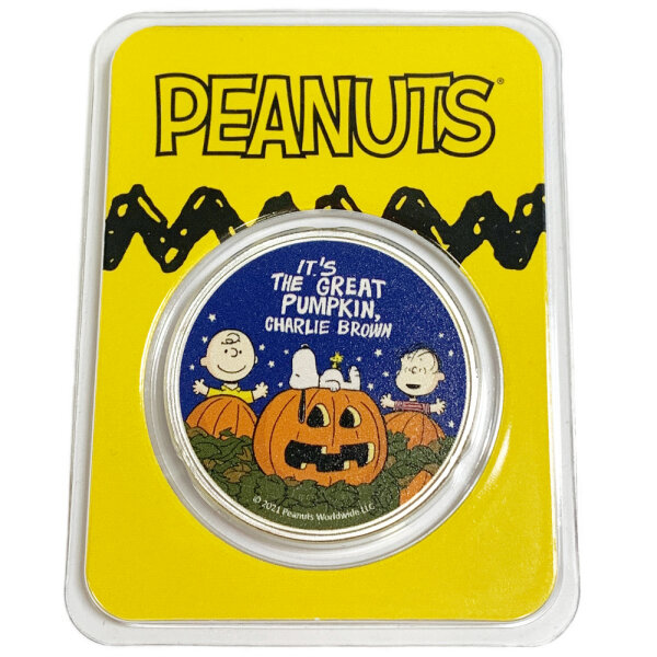 USA 70 Jahre Peanuts Pumpkin Halloween 2021 1 oz Silber I Coloriert