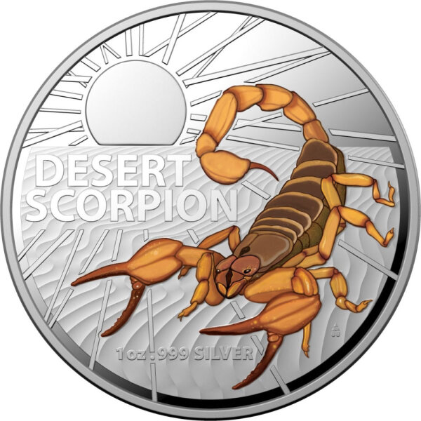 Australien Most Dangerous RAM Desert Scorpion 2023 1 oz Silber - Polierte Platte & Coloriert