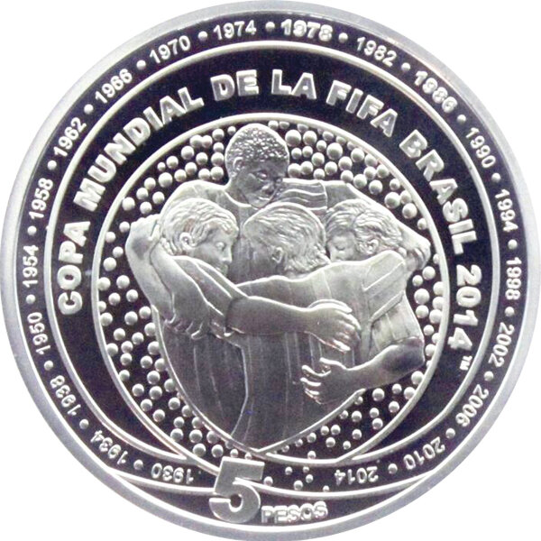 Argentinien 5 Pesos 2014 Fifa Fußball-WM Spieler - Silber PP