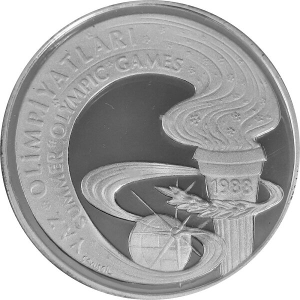 Türkei 10.000 Lira 1988 - XXIV. Olympische Sommerspiele 1988 in Seoul "Olympische Fackel" - Silber PP