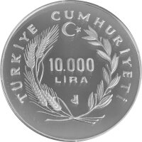 Türkei 10.000 Lira 1988 - XXIV. Olympische Sommerspiele 1988 in Seoul "Olympische Fackel" - Silber PP