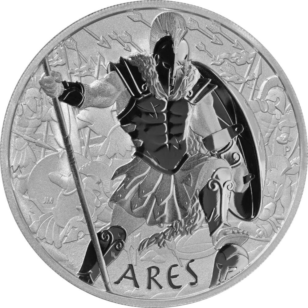 Tuvalu Olympische Götter 7. Ausgabe Ares 2023 1 oz...