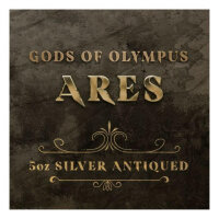Tuvalu Olympische Götter 7. Ausgabe Ares 2023 5 oz Silber Antik Finish
