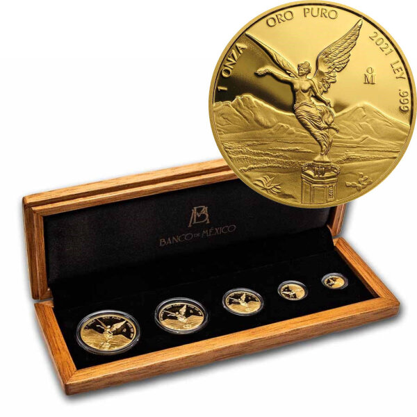 Mexiko Libertad 2023 Proof Set 1 oz - 1/2 oz - 1/4 oz - 1/10 oz - 1/20 oz Gold | Polierte Platte