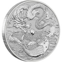 Australien Drachenserie 2023 Drache & Koi 1 oz Silber | Chinesische Mythen und Legenden