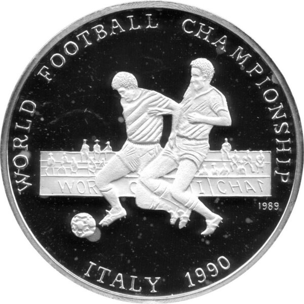 Afghanistan 500 Afghani 1989 - XIV. Fußball WM 1990 in Italien "Zweikampf" - Silber PP