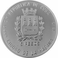Kuba 5 Pesos 1989 - XIV. Fußball WM 1990  in Italien "Kollosseum Rom" - Silber PP