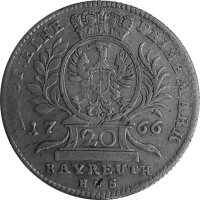 Brandenburg-Bayreuth 20 Kreuzer 1766 - Markgraf Friedrich Christian 1763-1769, KM#250