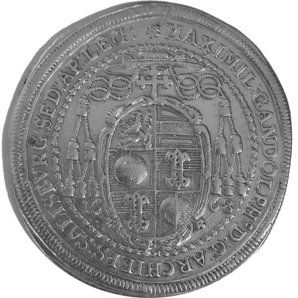 RDR Erzstift Salzburg 1/2 Taler 1668  - Maximilian Gandolph von Kuenburg, KM#189