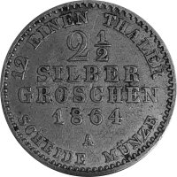 Brandenburg-Preußen 2 1/2 Silbergroschen 1864 A - König Wilhelm I. 1861-1888, KM#486