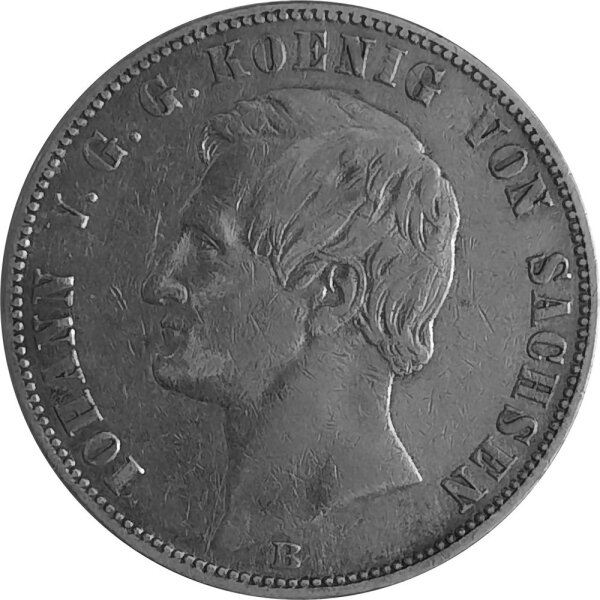 Sachsen 1 Vereinstaler 1862 - König Johann 1854-1873, KM#1214 - Silber ss
