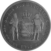 Sachsen 1 Vereinstaler (Ausbeutetaler) 1863 - König Johann 1854-1873, KM#1212