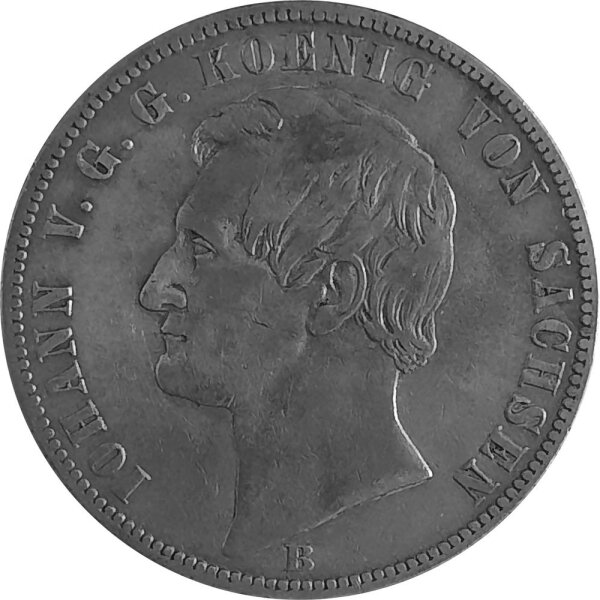 Sachsen 1 Vereinstaler (Ausbeutetaler) 1871 - König Johann 1854-1873, KM#1223 - Silber ss