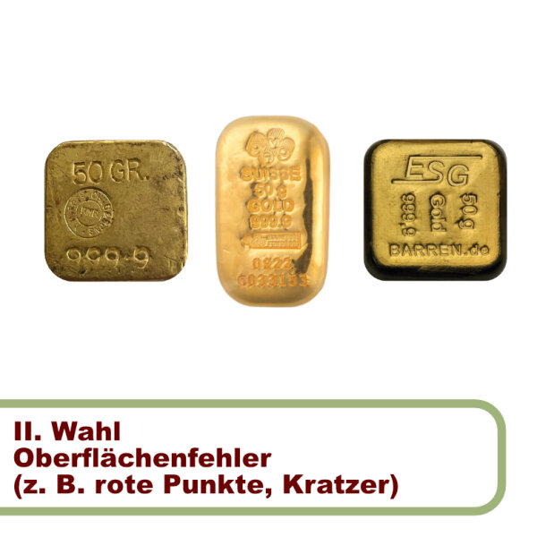 50 Gramm Goldbarren RESALE II. Wahl