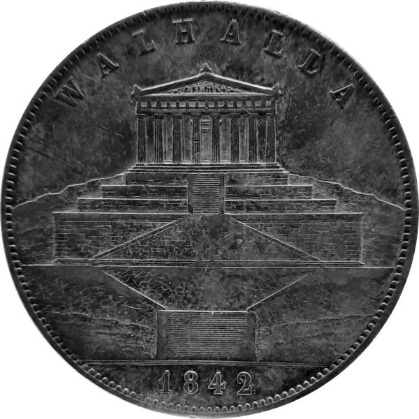 Bayern 2 Taler "Geschichtstaler - Walhalla" 1842 - König Ludwig I. 1825-1848, KM#811