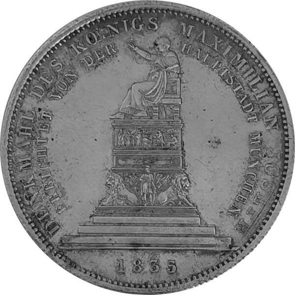 Bayern 1 Konventionstaler "Geschichtstaler - Denkmal König Maximilian I." 1835 - König Ludwig I. 1825-1848, KM#780.2