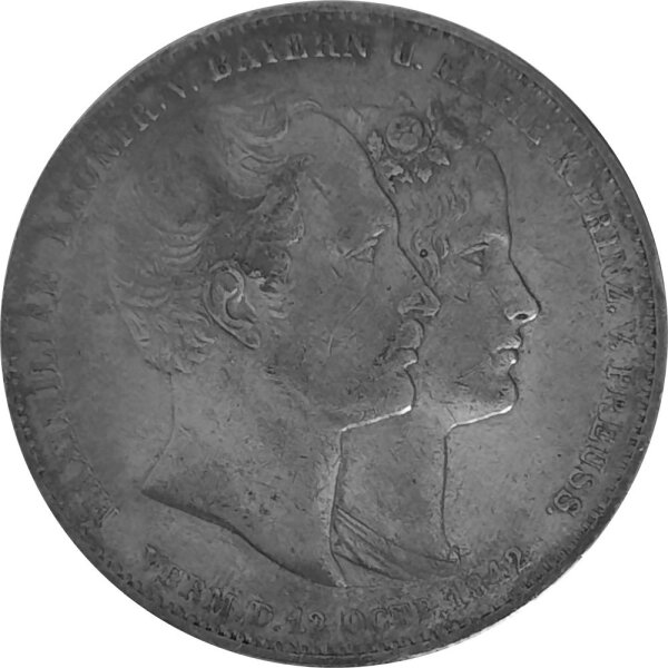 Bayern 2 Taler "Geschichtstaler - Vermählung des Kronprinzen" 1842 - König Ludwig I. 1825-1848, KM#812