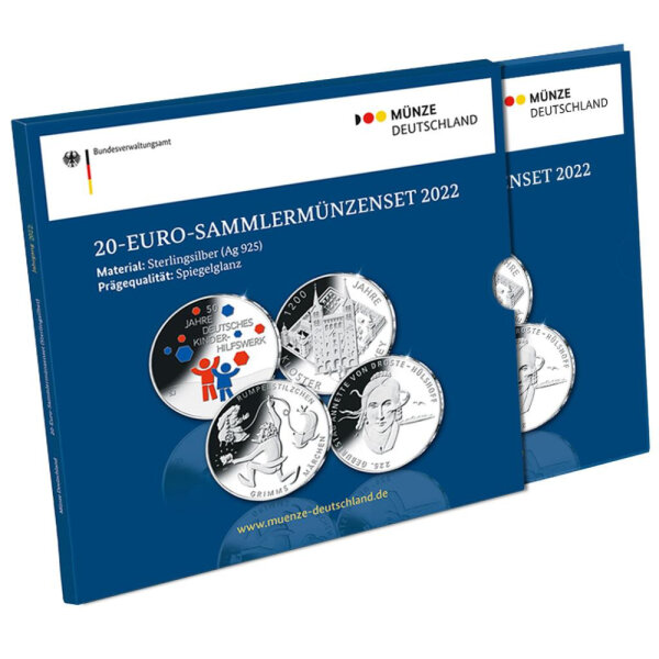 Deutschland 4 x 20 Euro 2022 Sammlermünzenset PP