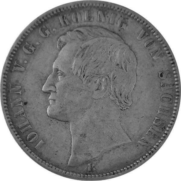 Sachsen 1 Vereinstaler 1865 - König Johann 1854-1873, KM#1214 - Silber ss