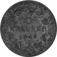 Württemberg 6 Kreuzer 1849 - König Wilhelm I. 1816-1864, KM#592