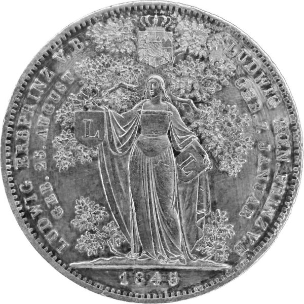 Bayern 2 Taler "Geschichtstaler - Ludwig Erbprinz V.B." 1845 - König Ludwig I. 1825-1848 - ss - KM#821