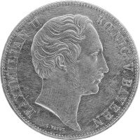 Bayern 2 Taler "Geschichtstaler - Allgemeine Ausstellung deutscher Industrie und Gewerbs-Erzeugnisse Glaspalast " 1854 - König Maximilian II. Joseph 1848-1864, KM#845