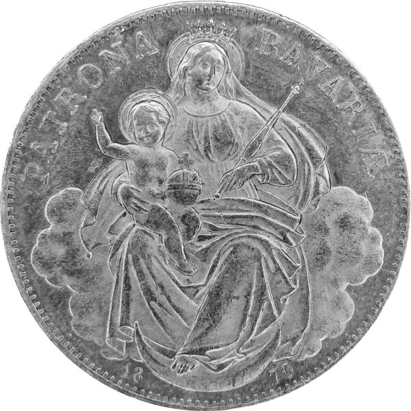 Bayern 1 Vereinstaler "Madonnentaler" 1870 - König Ludwig II. 1864-1886 - ss-vz - KM#877