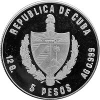 Kuba 5 Pesos 1981 - XII. Fußball WM 1982  in Spanien "Fallrückzieher" - Silber PP