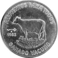 Kuba 5 Pesos 1982 - FAO "Kuh" - Silber
