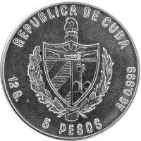 Kuba 5 Pesos 1986 - XV. Olympische Winterspiele 1986 in Calgary "Eisschnelllauf" - Silber
