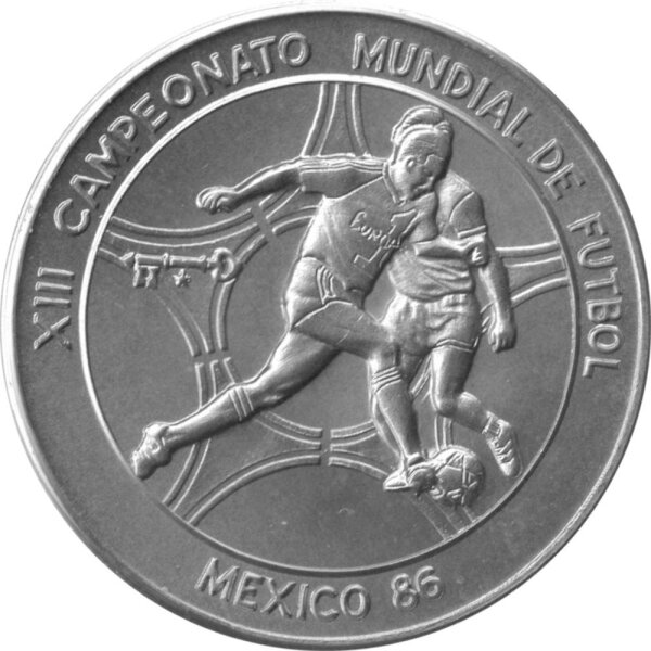 Kuba 1 Peso 1986 - XIII. Fußball WM 1986 in Mexiko "Spielszene" - Kupfer-Nickel