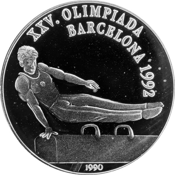 Kuba 10 Pesos 1990 - XXV. Olympische Sommerspiele 1992 in Barcelona "Turnen" - Silber PP