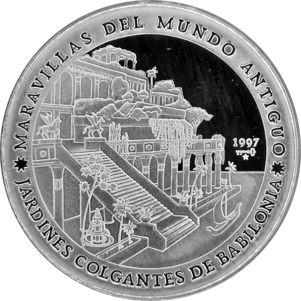 Kuba 10 Pesos 1997 - Weltwunder der Antike "Hängende Gärten von Babylon" - Silber PP