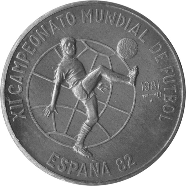 Kuba 1 Peso 1981 - XII. Fußball WM 1982  in Spanien "Fallrückzieher" - Kupfer-Nickel