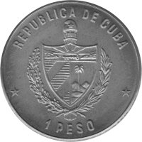 Kuba 1 Peso 1981 - XII. Fußball WM 1982  in Spanien "Fallrückzieher" - Kupfer-Nickel