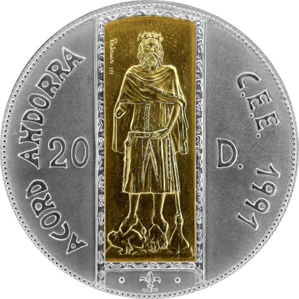Andorra 20 Diners 1994 - Zollunion "Peter III." - Silber mit Goldeinlage