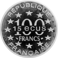 Frankreich 100 Francs 1995 - Bedeutende Bauwerke in Europa "Parthenon" - Silber PP