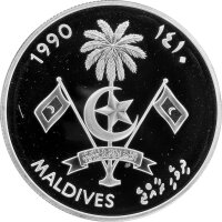 Malediven 250 Rufiyaa1990 - XXV. Olympische Sommerspiele 1992 in Barcelona "Schwimmen" - Silber PP