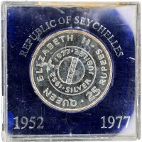 Seychellen 25 Rupees 1977 - 25. Jahrestag - Thronbesteigung von Königin Elisabeth II. - 500/1000 Silber