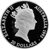 Australien 20 Dollars 1993 - 100 Jahre Olympische Spiele der Neuzeit "Siegerehrung" - Silber PP