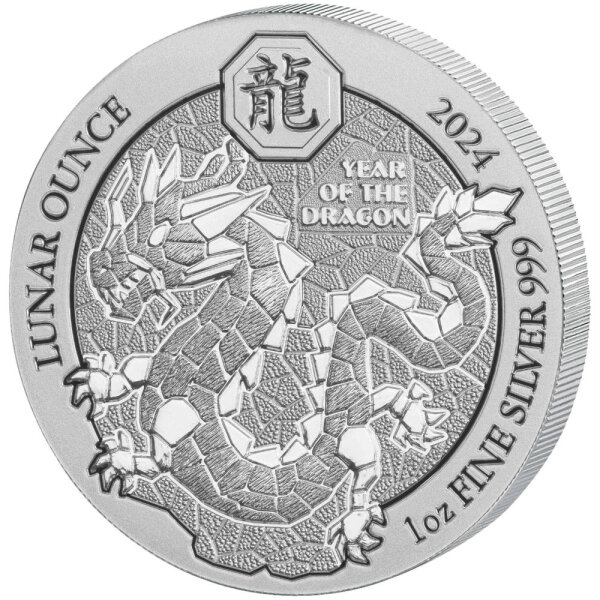 Ruanda Lunar 2024 Jahr des Drachen 1 oz Silber
