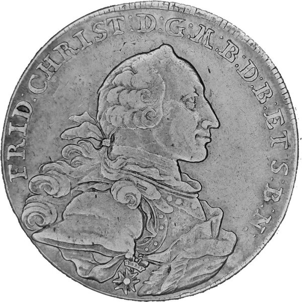 Brandenburg-Bayreuth 1 Konventionstaler 1766 - Markgraf Friedrich Christian 1763-1769, KM#252