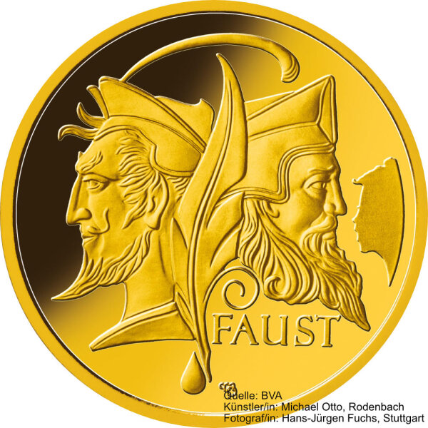 Deutschland 100 € 2023 - F - Meisterwerke der Deutschen Literatur Faust 1/2 oz Gold incl. Etui & CoA