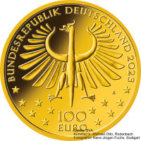 Deutschland 100 € 2023 - J - Meisterwerke der Deutschen Literatur Faust 1/2 oz Gold incl. Etui & CoA
