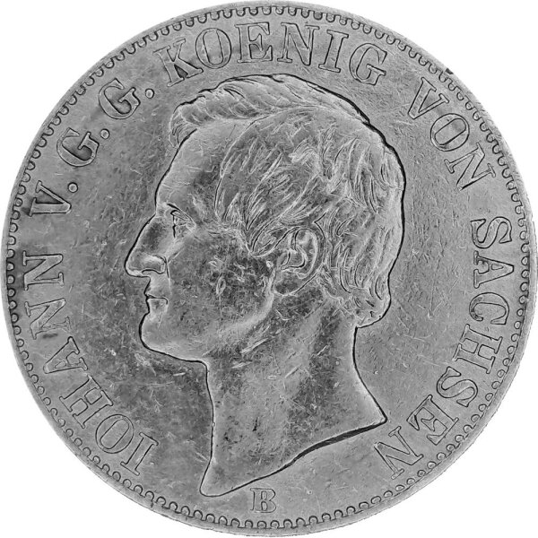 Sachsen 1 Vereinstaler (Ausbeutetaler) 1862 - König Johann 1854-1873, KM#1212 - Silber ss