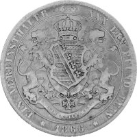 Sachsen 1 Vereinstaler 1866 - König Johann 1854-1873, KM#1214