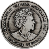 Australien Drachenserie 2023 Drache & Koi 1 oz Silber | Antik Finish