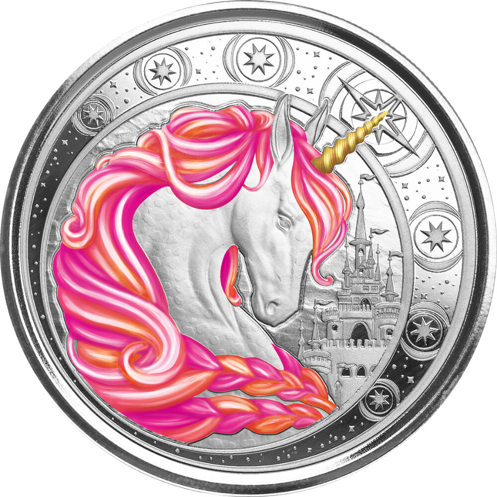Ghana Einhorn - Unicorn 2023 1 oz Silber I Coloriert Jubilee, 120,58