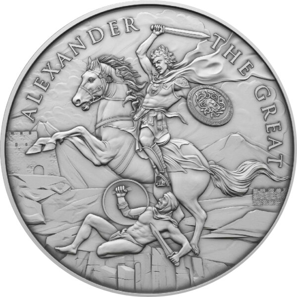 Round Legendary Warriors Alexander der Große 1 oz Silber