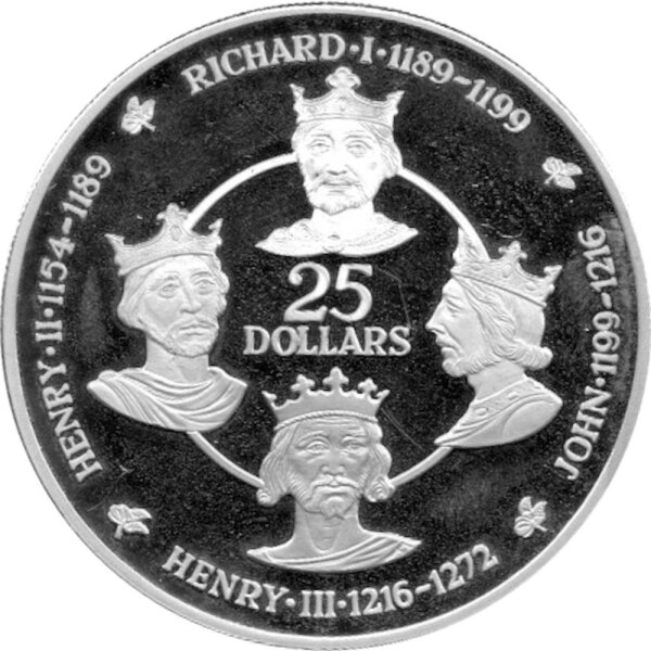 Cayman Inseln 25 Dollars 1980 - Könige von England "Haus Plantagenet I" - Silber PP